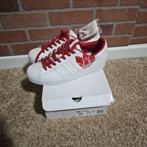 Men's Wht/Red SuperStar Shell Toe Adidas